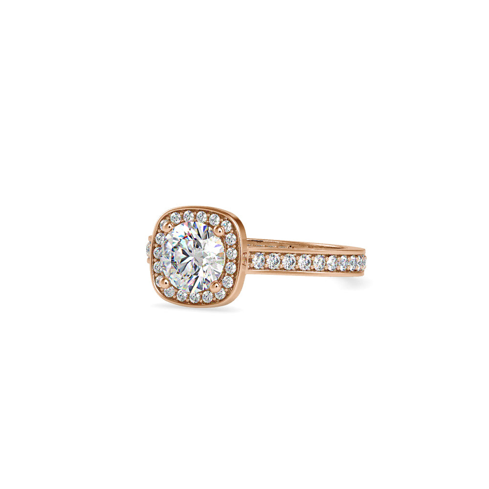 SKU: 0097 (18K) Embellished Pave Halo Diamond Ring in Rose Gold.