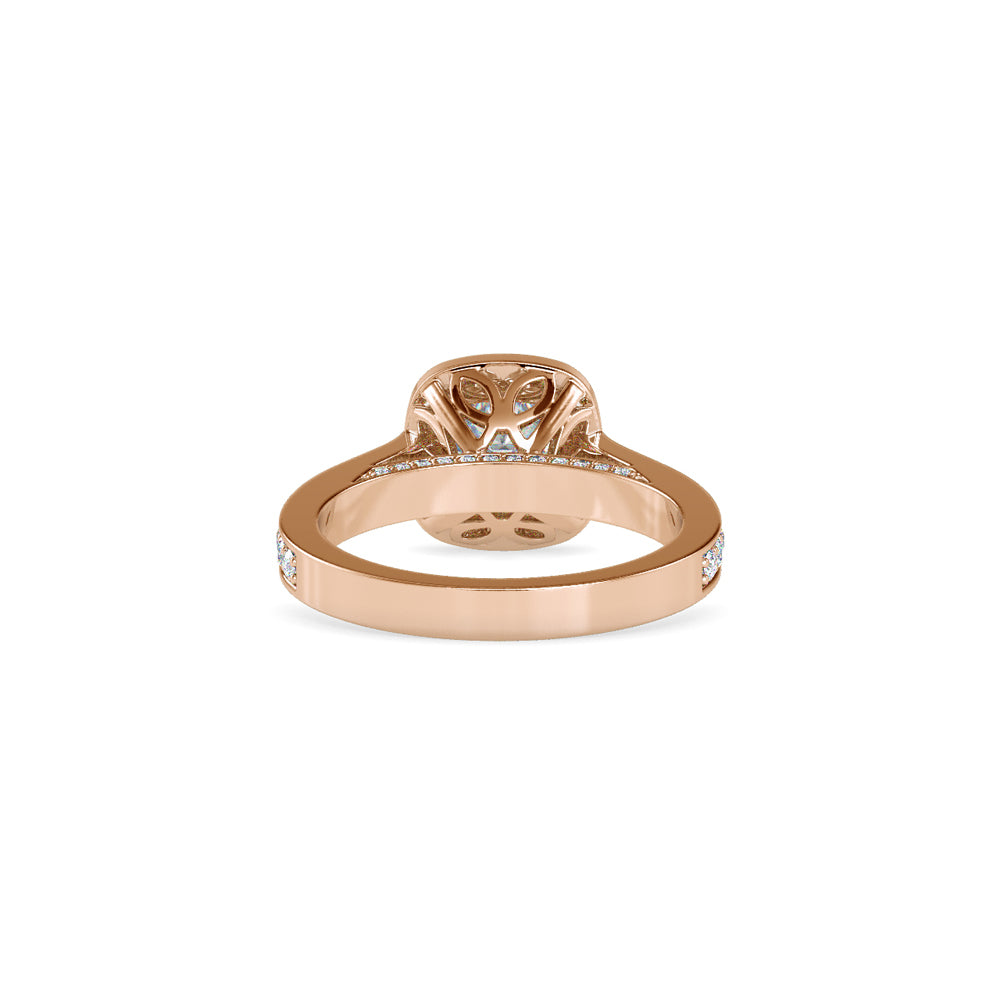 SKU: 0097 (18K) Embellished Pave Halo Diamond Ring in Rose Gold.