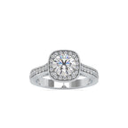 SKU: 0097 (14K) Embellished Pave Halo Diamond Ring in Rose Gold.