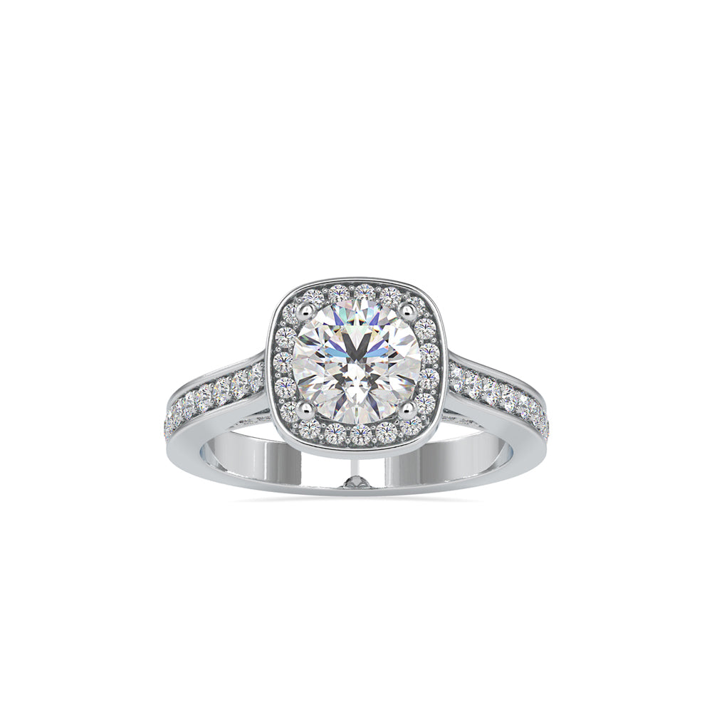 SKU: 0097 (18K) Embellished Pave Halo Diamond Ring in Rose Gold.