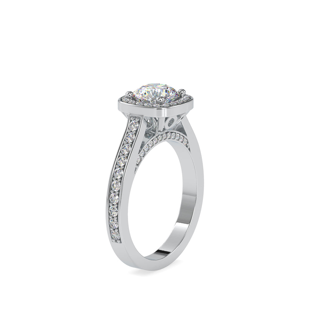 SKU: 0097 (10K) Embellished Pave Halo Diamond Ring in Rose Gold.