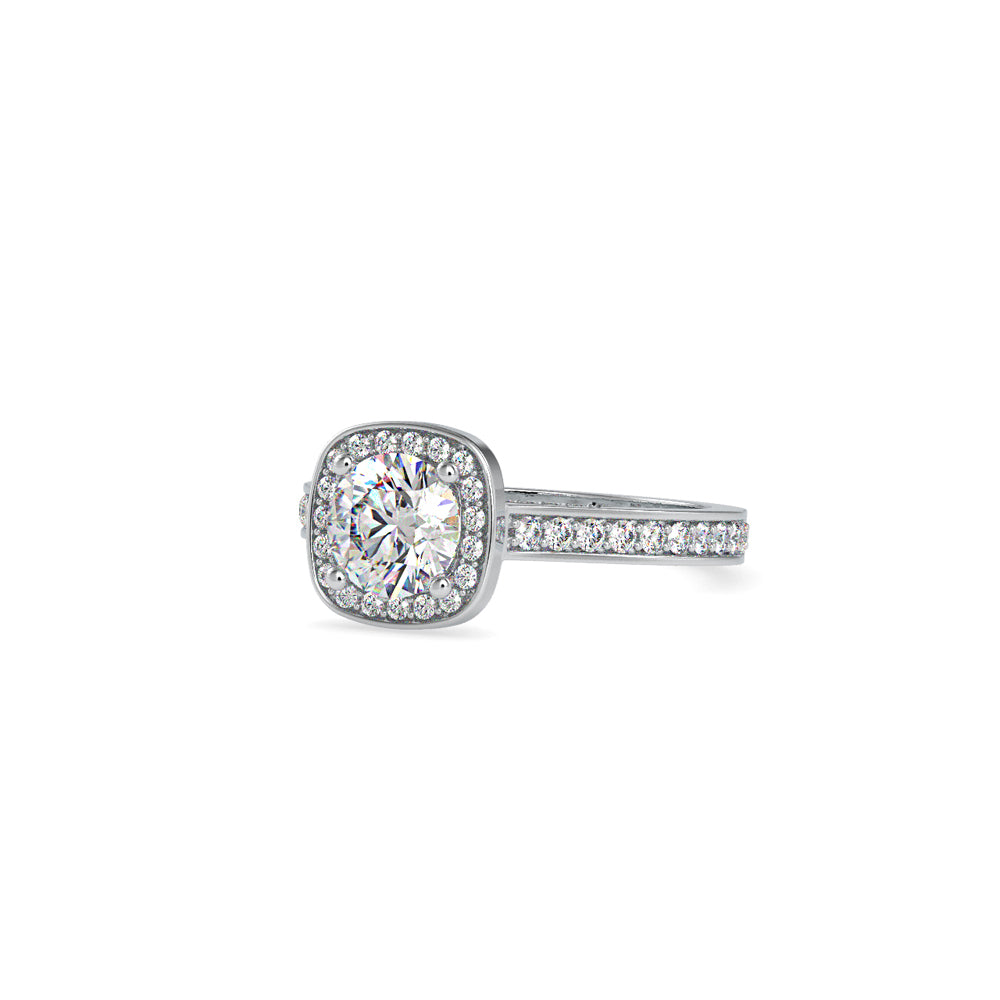 SKU: 0097 (14K) Embellished Pave Halo Diamond Ring in Rose Gold.