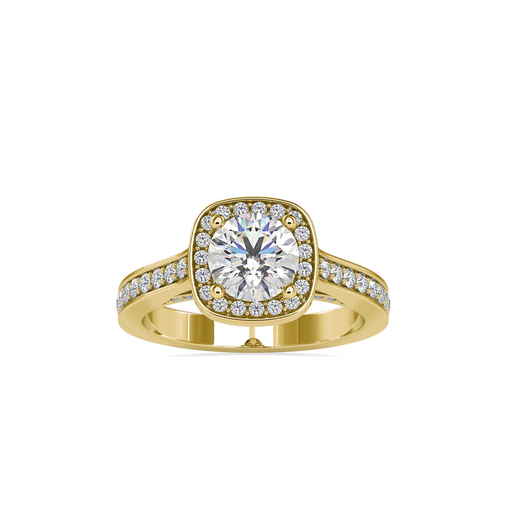 SKU: 0097 (18K) Embellished Pave Halo Diamond Ring in Rose Gold.