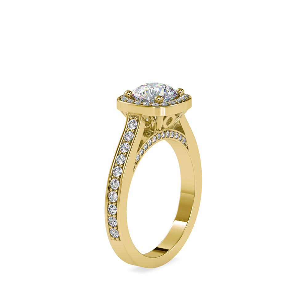 SKU: 0097 (18K) Embellished Pave Halo Diamond Ring in Rose Gold.
