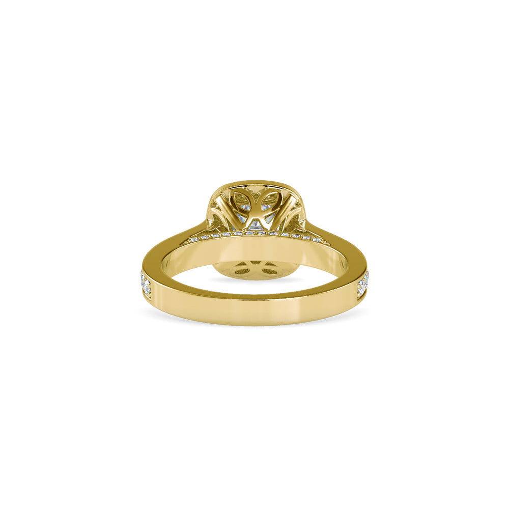 SKU: 0097 (14K) Embellished Pave Halo Diamond Ring in Rose Gold.