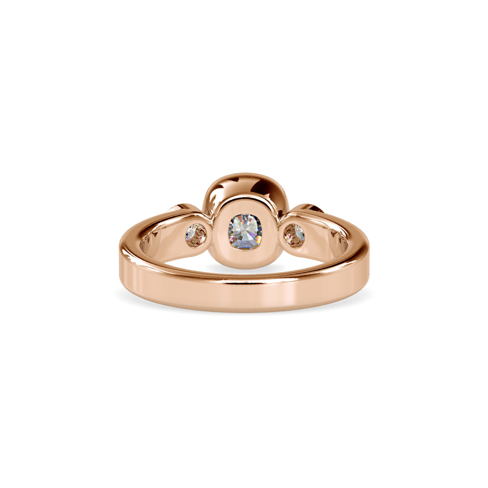 SKU: 0098 (22K) Bezel Set Three Stone Ring in Rose Gold.