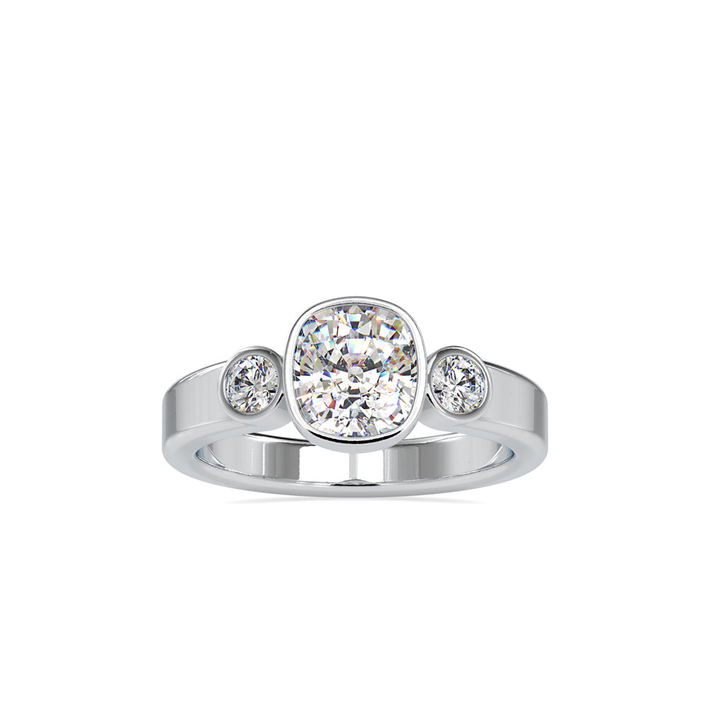SKU: 0098 (18K) Bezel Set Three Stone Ring in Rose Gold.