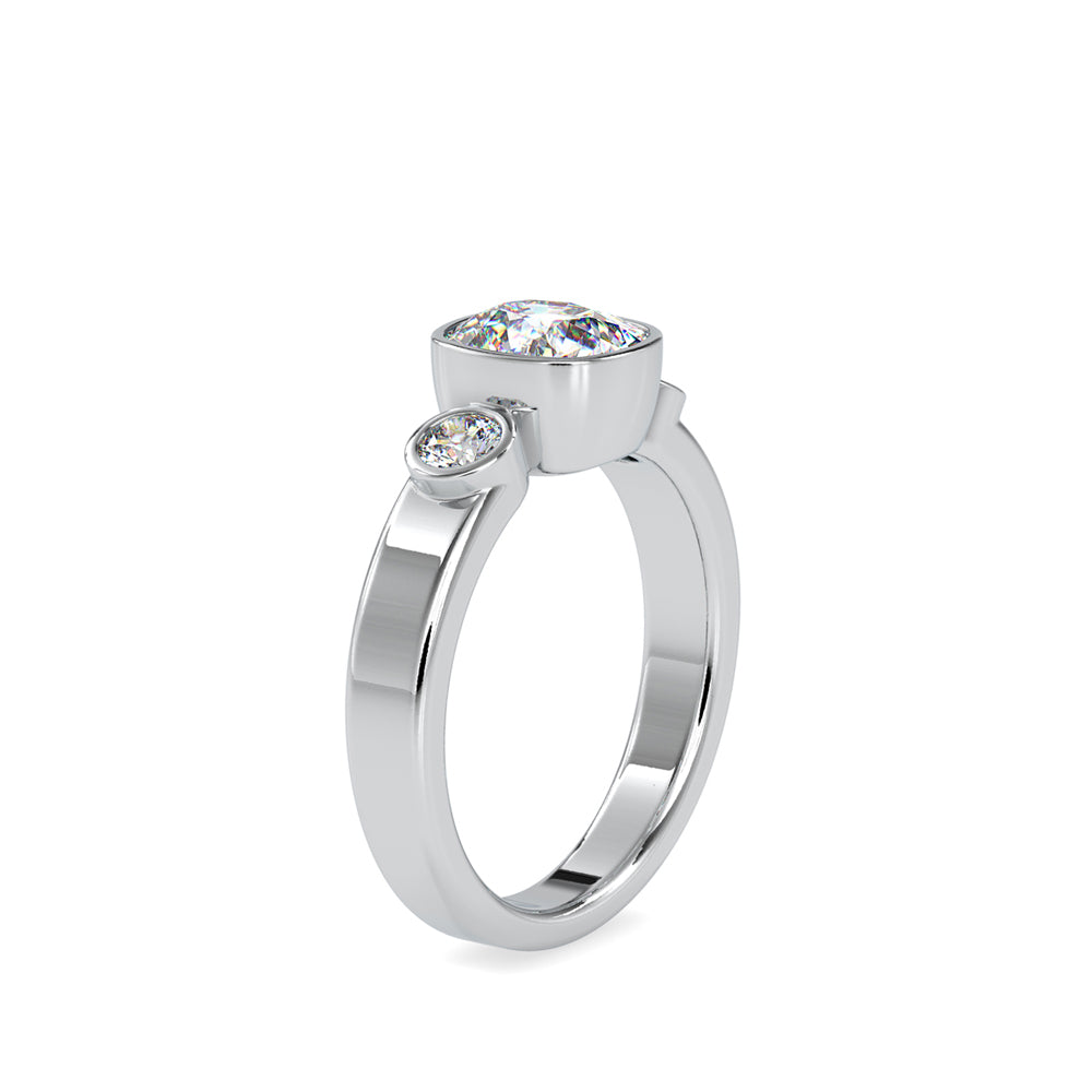 SKU: 0098 (14K) Bezel Set Three Stone Ring in Rose Gold.