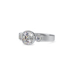 SKU: 0098 (18K) Bezel Set Three Stone Ring in Rose Gold.