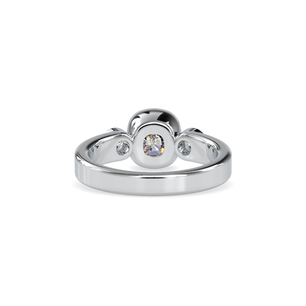 SKU: 0098 (18K) Bezel Set Three Stone Ring in Rose Gold.