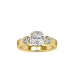 SKU: 0098 (14K) Bezel Set Three Stone Ring in Rose Gold.