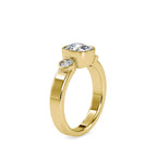 SKU: 0098 (14K) Bezel Set Three Stone Ring in Rose Gold.