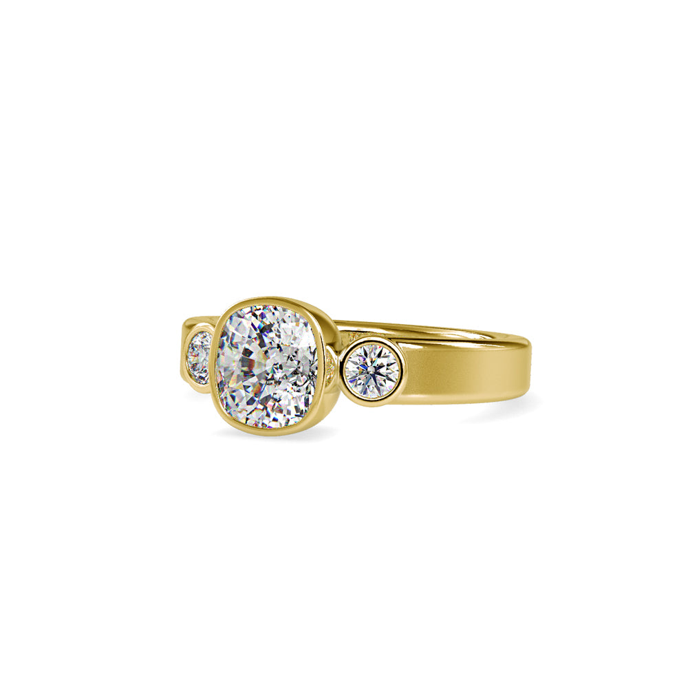 SKU: 0098 (22K) Bezel Set Three Stone Ring in Rose Gold.