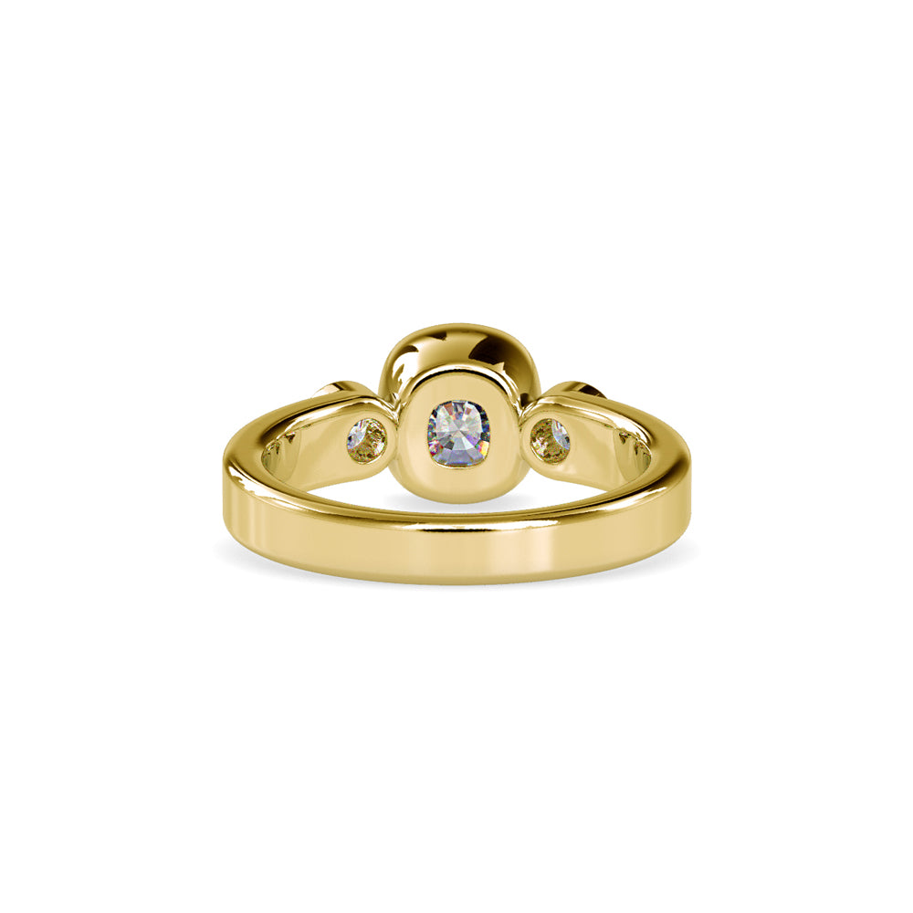 SKU: 0098 (10K) Bezel Set Three Stone Ring in Rose Gold.