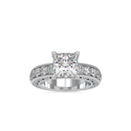 SKU: 0099 (22K) Vintage Princess-Cut Millgrain Solitaire Ring in Rose Gold.