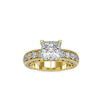 SKU: 0099 (10K) Vintage Princess-Cut Millgrain Solitaire Ring in Rose Gold.