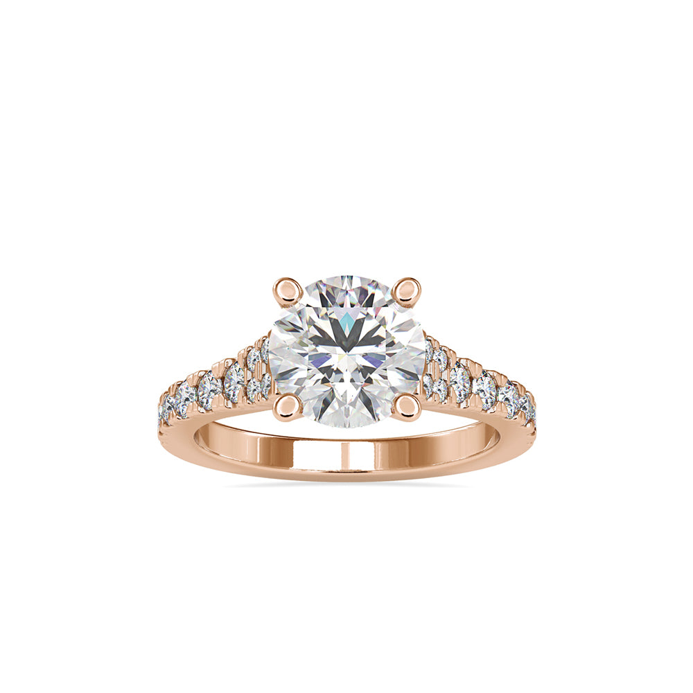 SKU: 0100 (18K) Fantasy Round-cut Solitaire Engagment Ring in Rose Gold.
