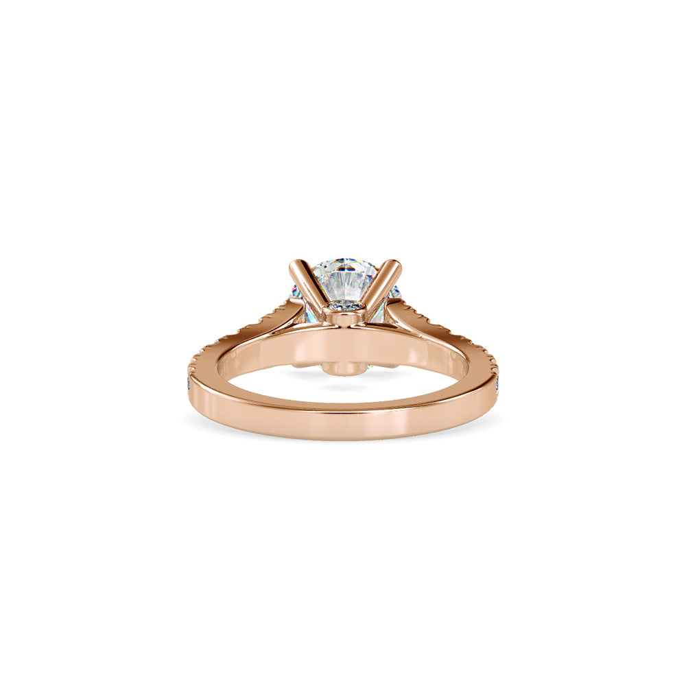 SKU: 0100 (14K) Fantasy Round-cut Solitaire Engagment Ring in Rose Gold.