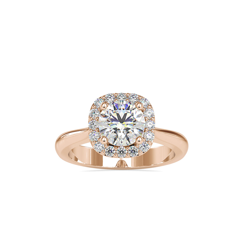 SKU: 0101 (10K) Round-cut Sparkle Halo Engagment Ring in Rose Gold.