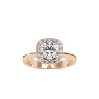SKU: 0101 (18K) Round-cut Sparkle Halo Engagment Ring in Rose Gold.