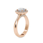 SKU: 0101 (18K) Round-cut Sparkle Halo Engagment Ring in Rose Gold.