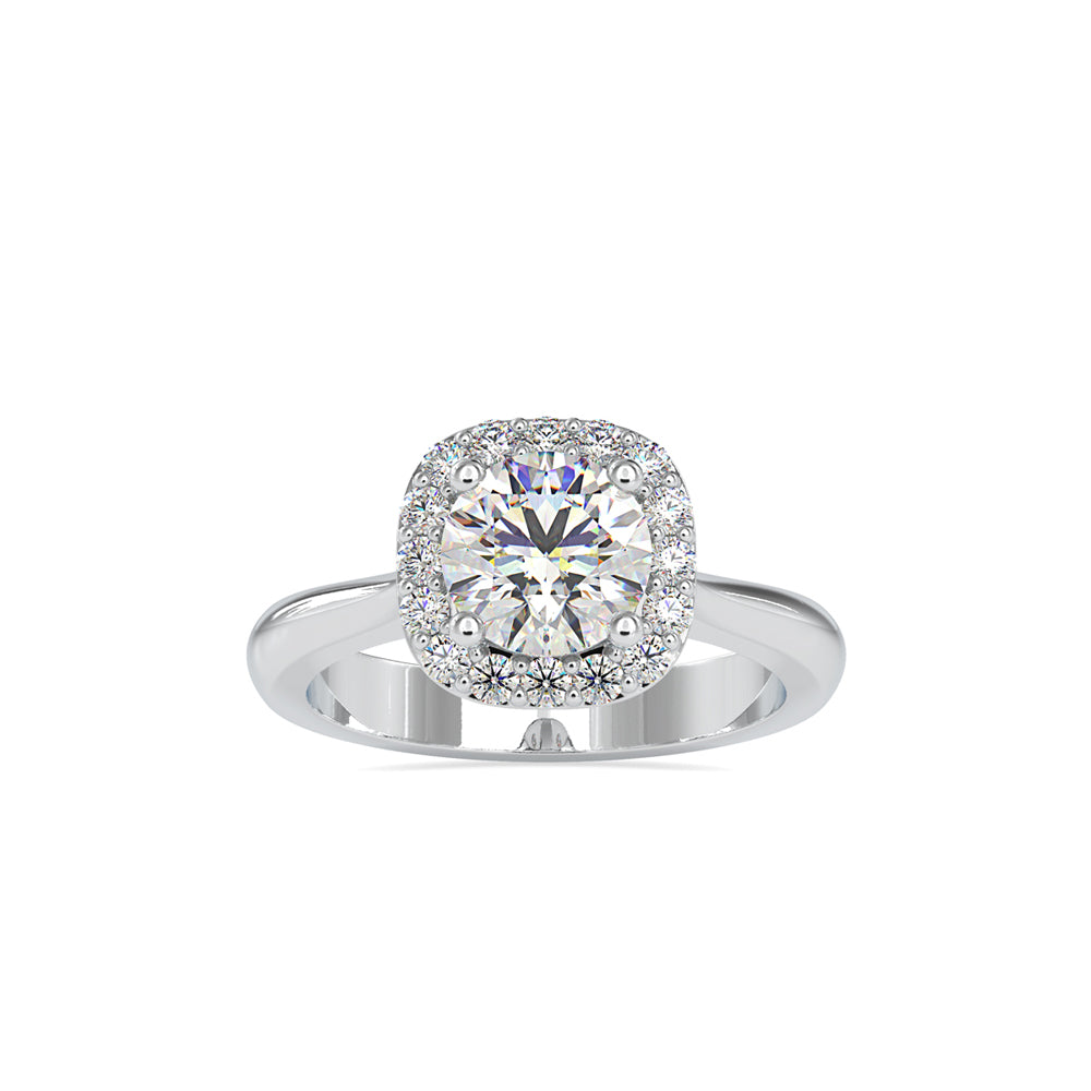 SKU: 0101 (10K) Round-cut Sparkle Halo Engagment Ring in Rose Gold.