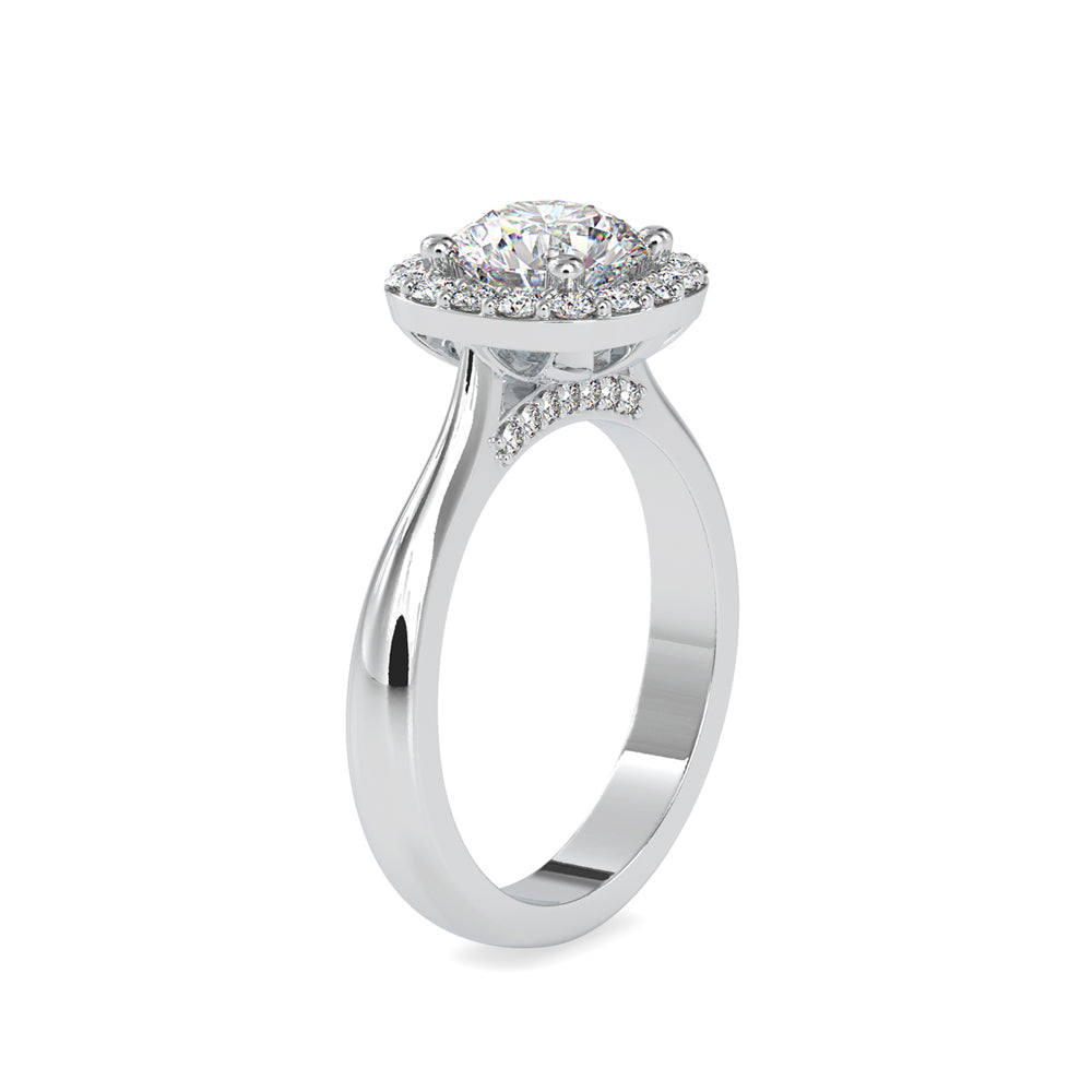 SKU: 0101 (14K) Round-cut Sparkle Halo Engagment Ring in Rose Gold.