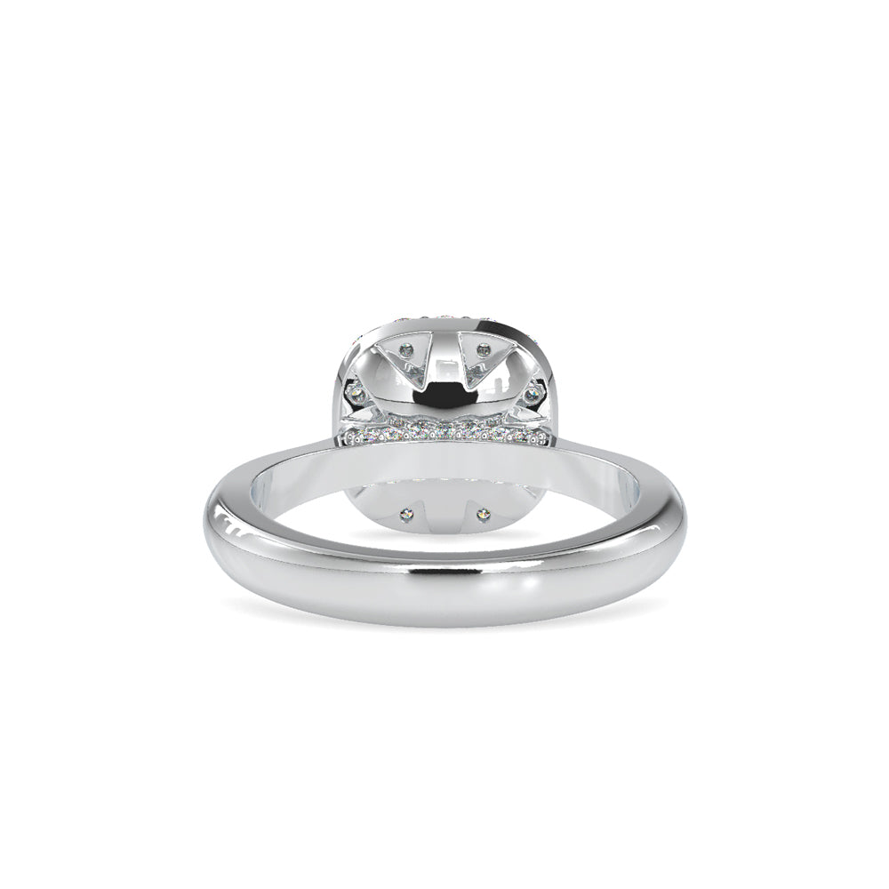 SKU: 0101 (14K) Round-cut Sparkle Halo Engagment Ring in Rose Gold.