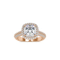 SKU: 0102 (22K) Milgrain Double Halo Radiant Engagment Ring in Rose Gold.