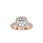 SKU: 0102 (18K) Milgrain Double Halo Radiant Engagment Ring in Rose Gold.
