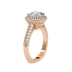 SKU: 0102 (18K) Milgrain Double Halo Radiant Engagment Ring in Rose Gold.