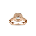 SKU: 0102 (10K) Milgrain Double Halo Radiant Engagment Ring in Rose Gold.