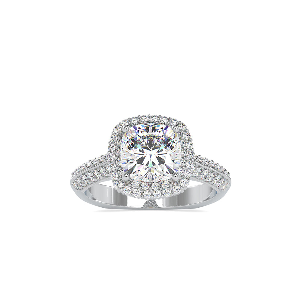 SKU: 0102 (10K) Milgrain Double Halo Radiant Engagment Ring in Rose Gold.