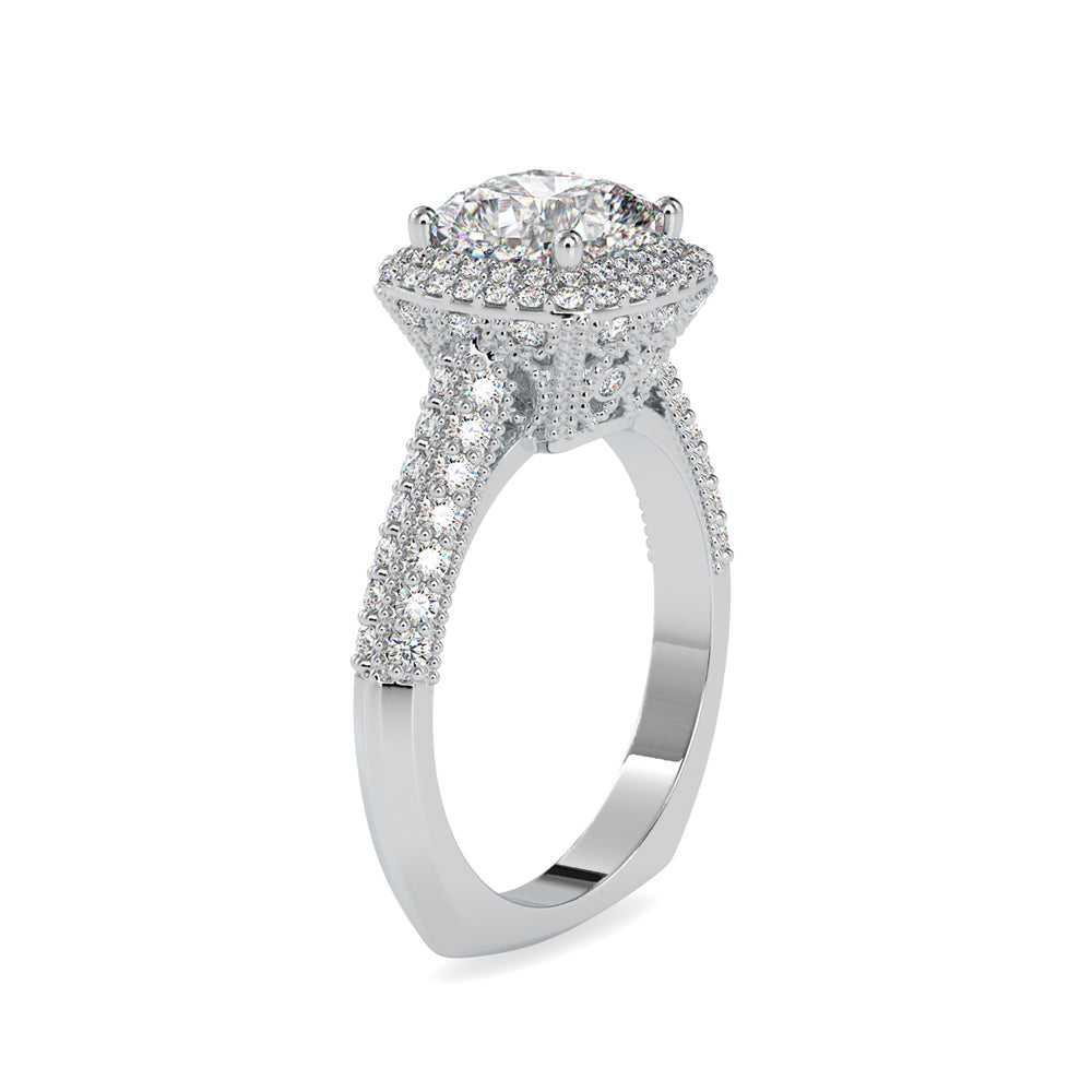 SKU: 0102 (22K) Milgrain Double Halo Radiant Engagment Ring in Rose Gold.