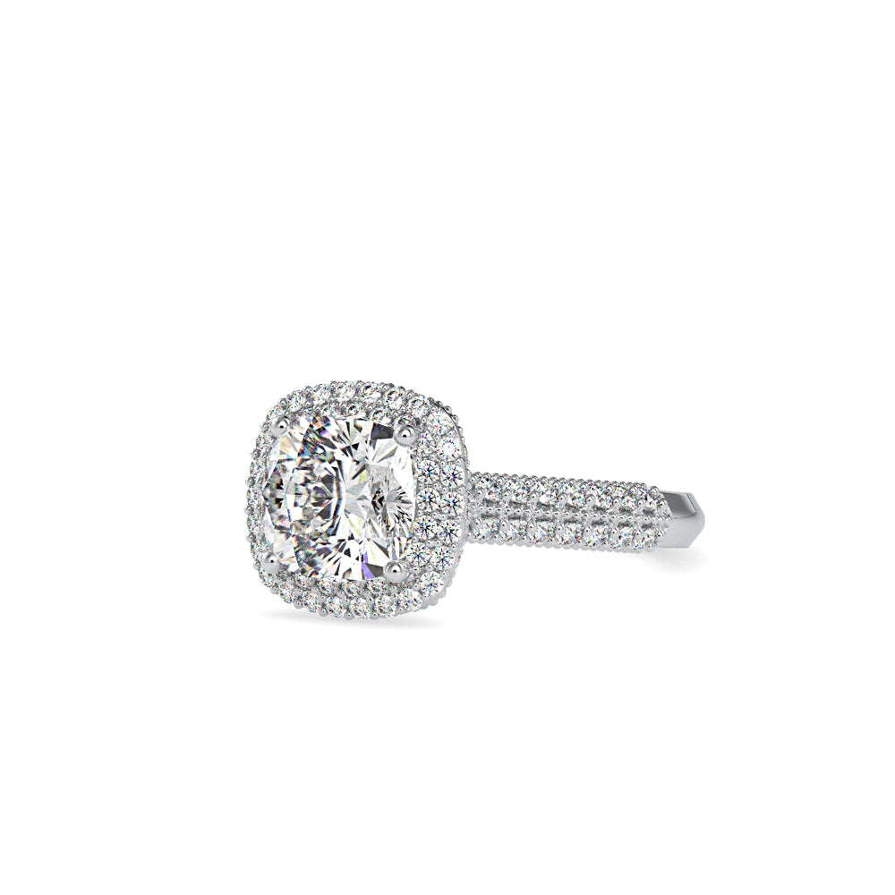 SKU: 0102 (22K) Milgrain Double Halo Radiant Engagment Ring in Rose Gold.