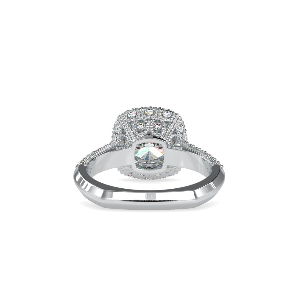 SKU: 0102 (14K) Milgrain Double Halo Radiant Engagment Ring in Rose Gold.