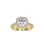 SKU: 0102 (22K) Milgrain Double Halo Radiant Engagment Ring in Rose Gold.