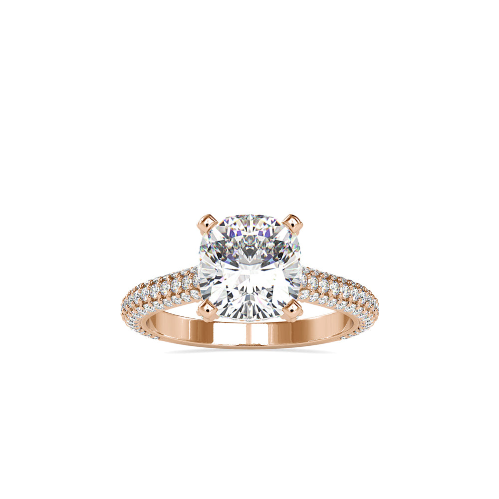SKU: 0103 (18K) Classic Solitair Engagment Ring  Flawless Pave Band in Rose Gold.