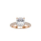 SKU: 0103 (18K) Classic Solitair Engagment Ring  Flawless Pave Band in Rose Gold.