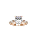 SKU: 0103 (14K) Classic Solitair Engagment Ring  Flawless Pave Band in Rose Gold.