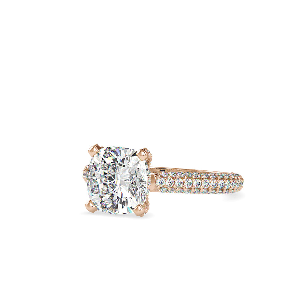 SKU: 0103 (10K) Classic Solitair Engagment Ring  Flawless Pave Band in Rose Gold.