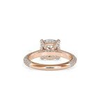 SKU: 0103 (10K) Classic Solitair Engagment Ring  Flawless Pave Band in Rose Gold.