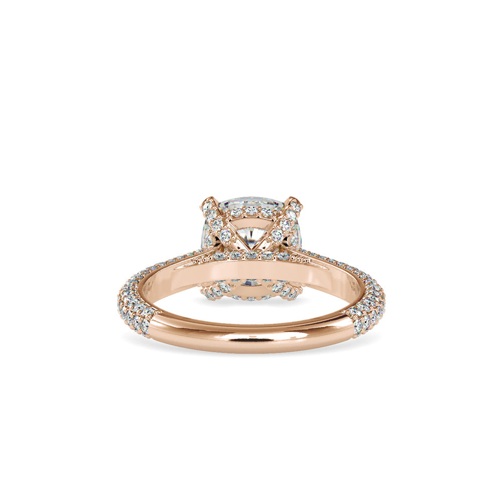SKU: 0103 (14K) Classic Solitair Engagment Ring  Flawless Pave Band in Rose Gold.