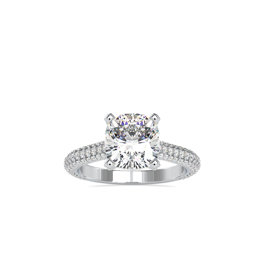 SKU: 0103 (14K) Classic Solitair Engagment Ring  Flawless Pave Band in Rose Gold.