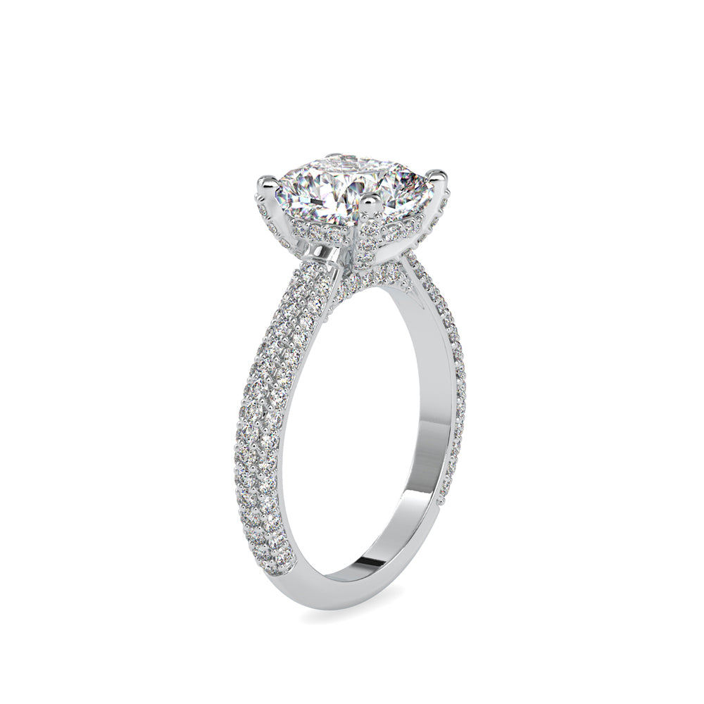 SKU: 0103 (14K) Classic Solitair Engagment Ring  Flawless Pave Band in Rose Gold.
