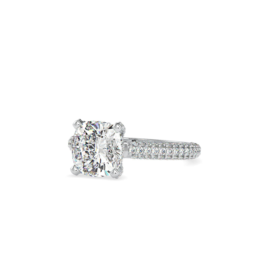 SKU: 0103 (22K) Classic Solitair Engagment Ring  Flawless Pave Band in Rose Gold.