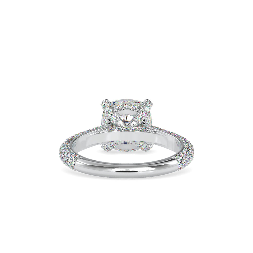 SKU: 0103 (14K) Classic Solitair Engagment Ring  Flawless Pave Band in Rose Gold.