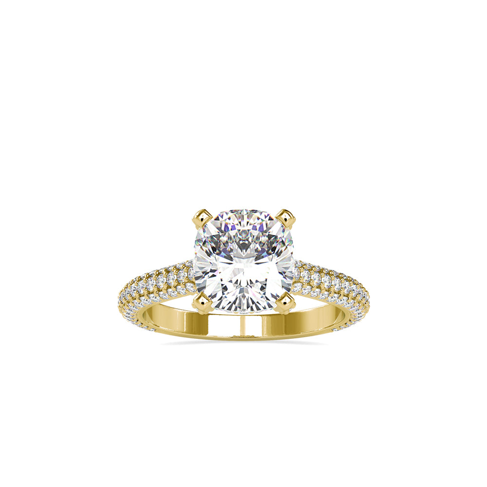 SKU: 0103 (18K) Classic Solitair Engagment Ring  Flawless Pave Band in Rose Gold.