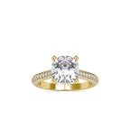 SKU: 0103 (18K) Classic Solitair Engagment Ring  Flawless Pave Band in Rose Gold.