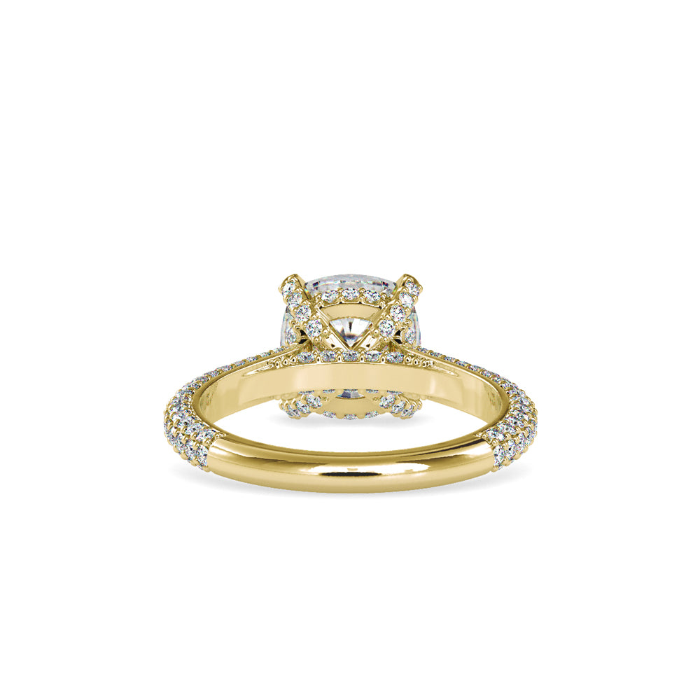 SKU: 0103 (18K) Classic Solitair Engagment Ring  Flawless Pave Band in Rose Gold.
